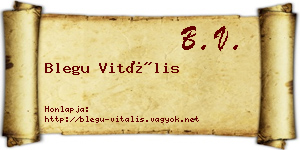 Blegu Vitális névjegykártya